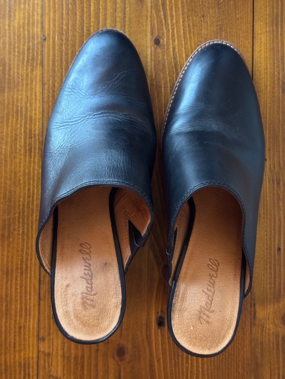 Madewell Black Leather Slip-On Mule Heels - Picture 2 of 4